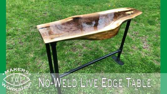 Live Edge Table with No-Weld Custom Metal Base - Makers Workshop