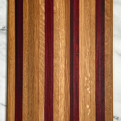 White Oak, Paduk, and Purpleheart Cutting Board 9x17 Inch